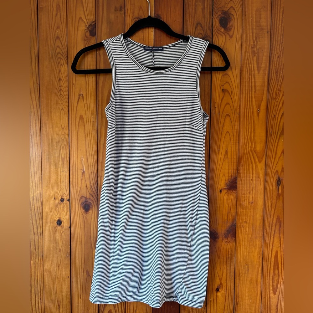 Brandy Melville Black & White Striped Sleeveless Dress